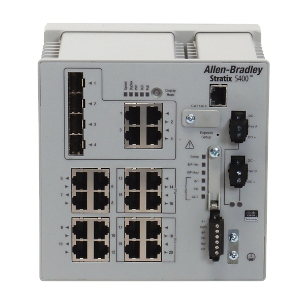 AB Stratix 5400 Managed Switch 16 copper 10/100 ports, 4 combo 10