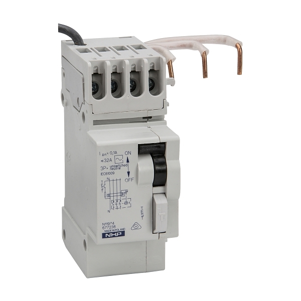 NHP DINT DINSAFE Residual Current Devices Add on module Clip On 3Pole