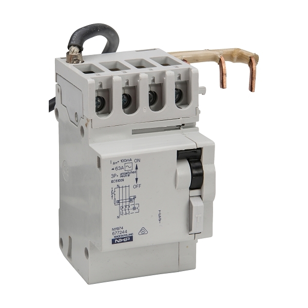 NHP DINT DINSAFE Residual Current Devices Add on module Clip On 3Pole