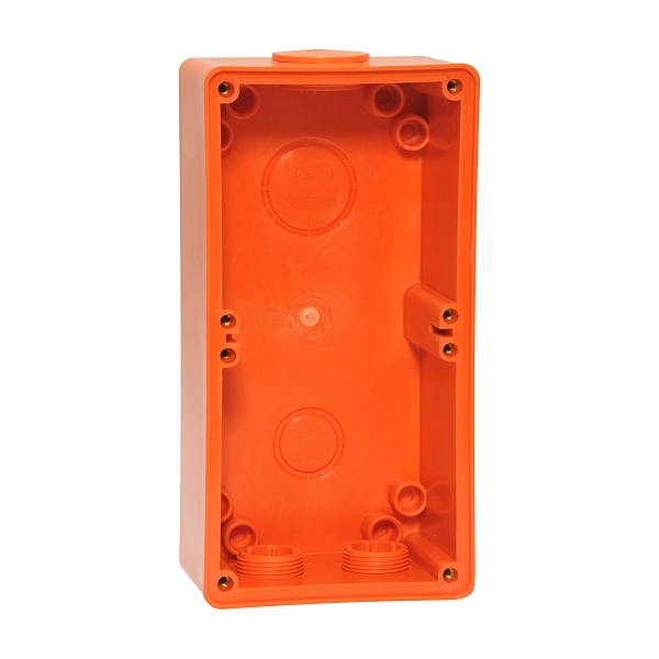 NHP ISO Back Box/Base, 2 Gang (1 x 2) Large 63mm depth, Resistant Orange