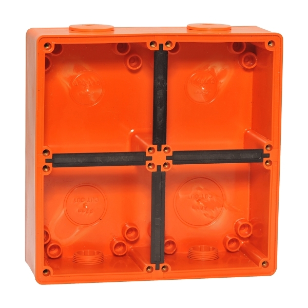 NHP ISO Back Box/Base, 4 Gang (2 x 2) Large 63mm depth, Resistant Orange
