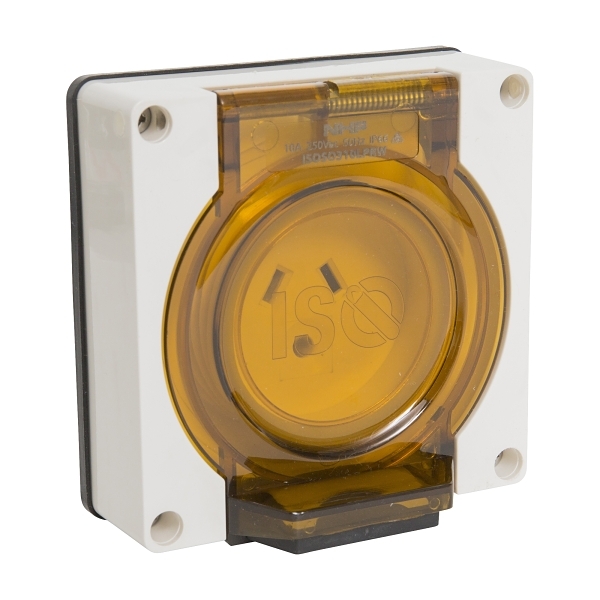 NHP ISO Socket Outlet, 2 Flat Pins + 1 Round Earth 10A 250V AC, w/o ...