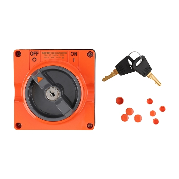 NHP ISO Surface Switch Key, Lock in OFF, 3 Pole 50A 500V AC, w/o Base