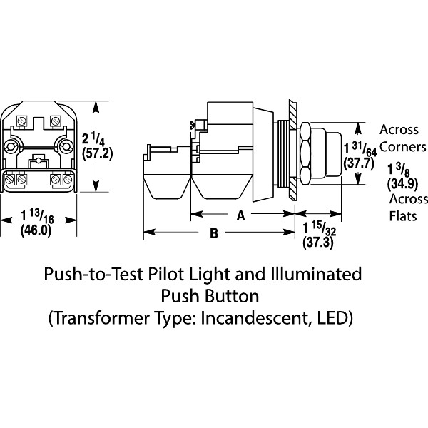 Allen-Bradley 800H Pilot Light 30.5mm Complete Plastic FS Push to Test ...