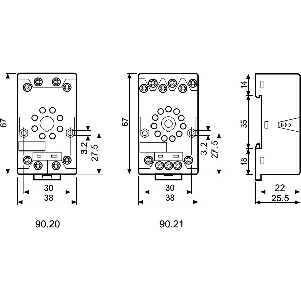 Finder 90 Series Base for 6012 Relay 9901 LED Modules with Metal Clip