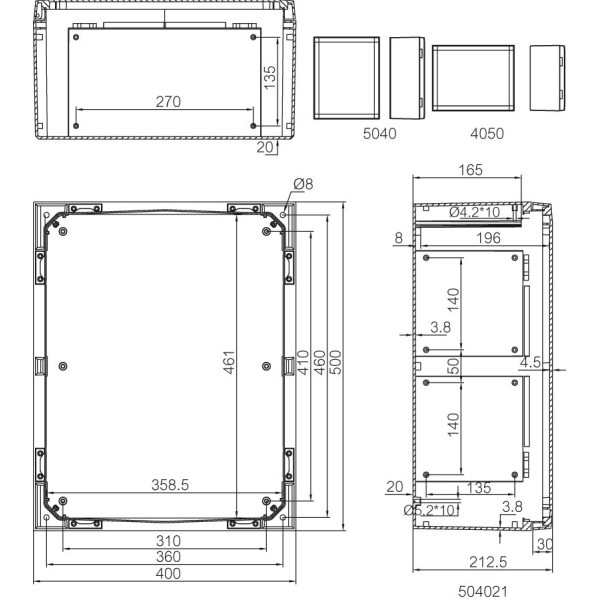 Fibox ARCA Enclosure Wall Mount GRP IP66 H500 x W400 x D210mm No