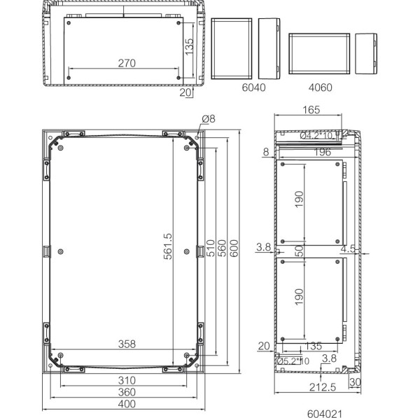 Fibox ARCA Enclosure Wall Mount GRP IP66 H600 x W400 x D210mm No