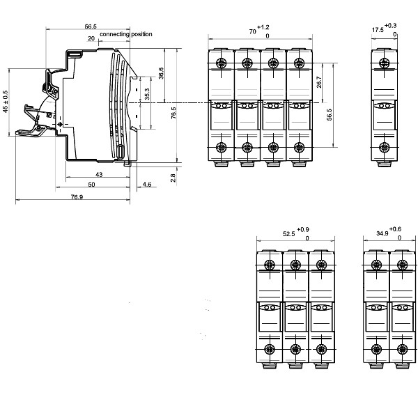 Mersen CM Cylindrical Fuse Holder 10 x 38mm 690V AC 32A 110 to 690V LED