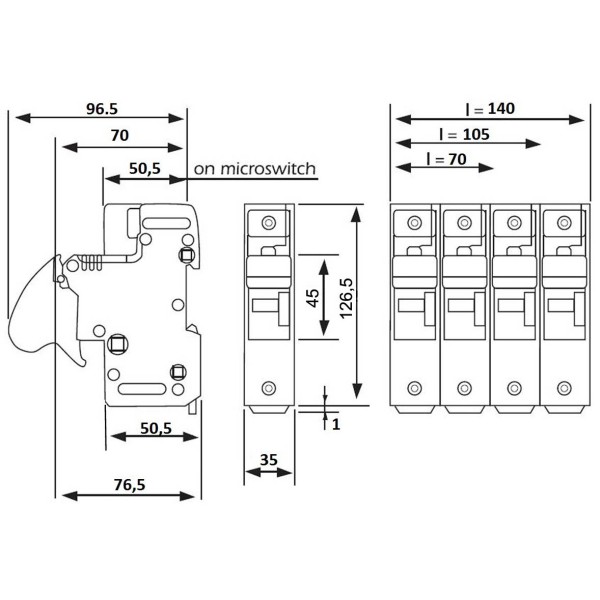 Mersen CM Cylindrical Fuse Holder 28 x 58mm 690V AC 125A 3Pole
