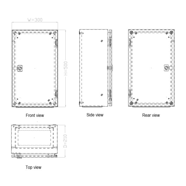 nVent HOFFMAN MAS Enclosure Wall Mount Mild Steel IP66 H500 x W300 x