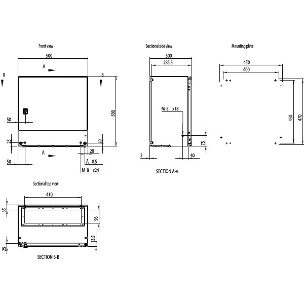 nVent HOFFMAN MAS Enclosure Wall Mount Mild Steel IP66 H600 x W400 x