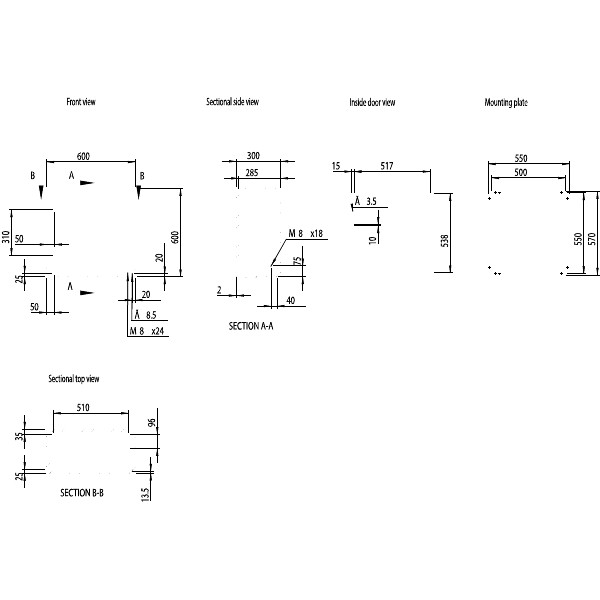 nVent HOFFMAN MAS Enclosure Wall Mount Mild Steel IP66 H700 x W500 x