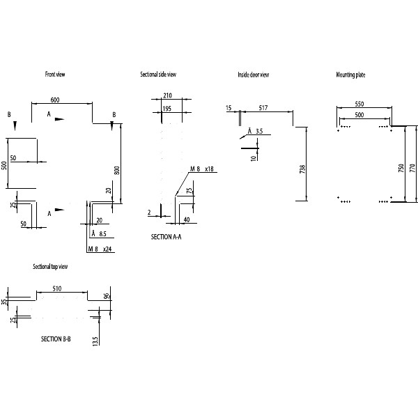 nVent HOFFMAN MAS Enclosure Wall Mount Mild Steel IP66 H800 x W600 x