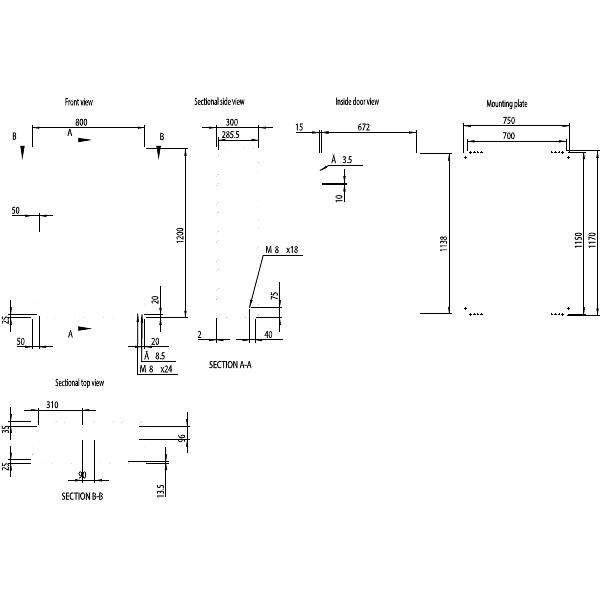 nVent HOFFMAN MAS Enclosure Wall Mount Mild Steel IP66 H1200 x W800 x