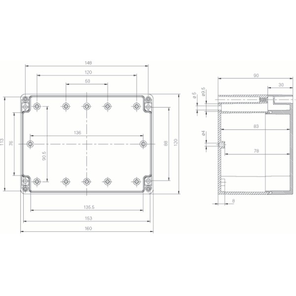 PC121609 Terminal Box Dimensional Diagram