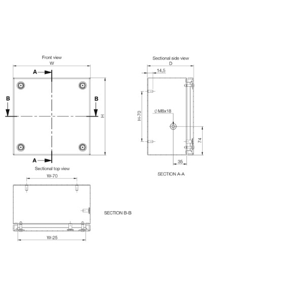 nVent HOFFMAN SSTB Terminal Box 316 Stainless Steel IP66 H150 x W150 x D80mm