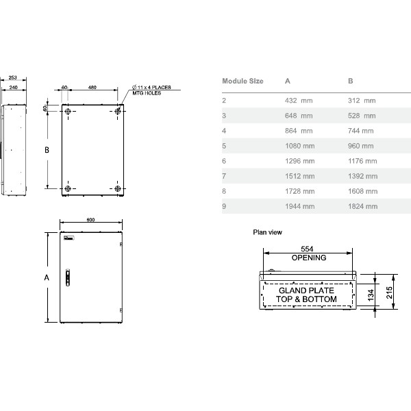 NHP Concept Premier Panelboard 864mm IP66 DIN-T 36 Way 250A No