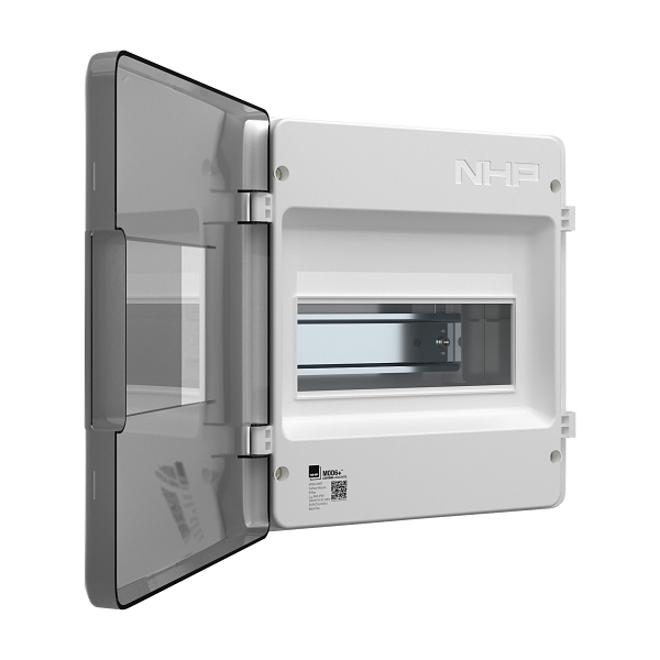 NHP MOD6+ Lightning Loadcentre 8-way, surface door transparent