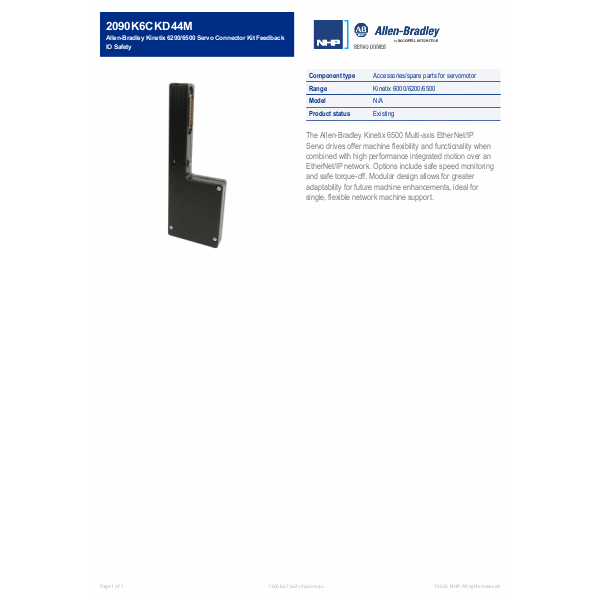 Allen-Bradley Kinetix 6000/6200/6500/7000 Servo Connector Kit Feedback