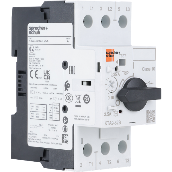 Sprecher and Schuh KT9 Motor Protection Circuit Breaker