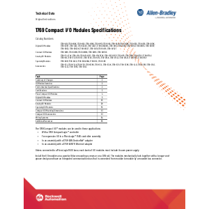Allen Bradley CompactLogix IO Modules Technical Catalogue